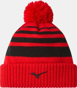 MIZUNO BREATH THERMO POM POM BEANIE RED