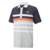PUMA MATTR ONE WAY POLO SHIRT - NAVY BLAZER/HOT CORAL -Golf Supply Store 599115 19 1