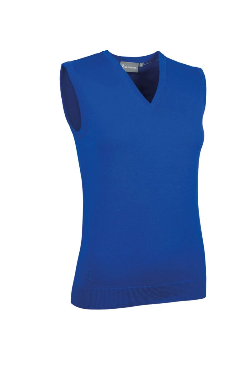 Glenmuir Ladies V Neck Cotton Golf Slipover Ascot Blue ASTRID 3 Glenmuir Ladies V Neck Cotton Golf Slipover Ascot Blue ASTRID