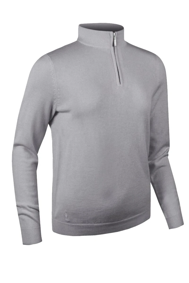 Glenmuir Ladies Zip Neck Lightweight Cotton Golf Sweater-Light Grey Marl AVA 3 Glenmuir Ladies Zip Neck Lightweight Cotton Golf Sweater-Light Grey Marl AVA