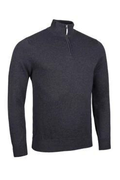 Glenmuir Gents Devon Zip Neck Sweater Charcoal Marl