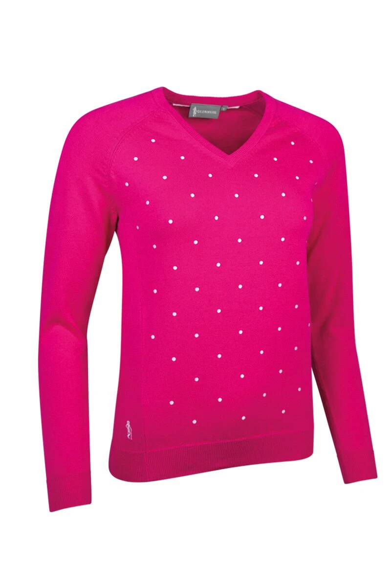 Ladies V Neck Embroidered Polka Dot Cotton Golf Sweater Milly 3 Ladies V Neck Embroidered Polka Dot Cotton Golf Sweater Milly