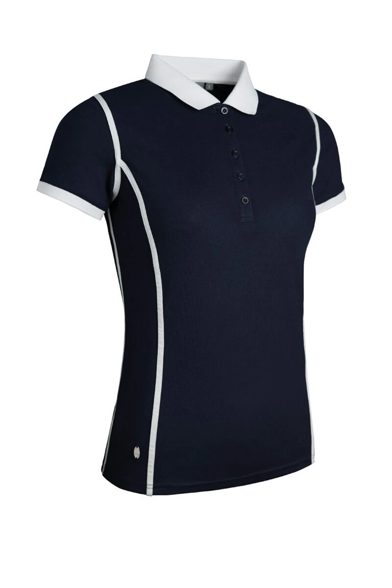 Glenmuir PERRIE Ladies Contrast Piping Performance Pique Golf Shirt Navy/White 3 Glenmuir PERRIE Ladies Contrast Piping Performance Pique Golf Shirt Navy/White