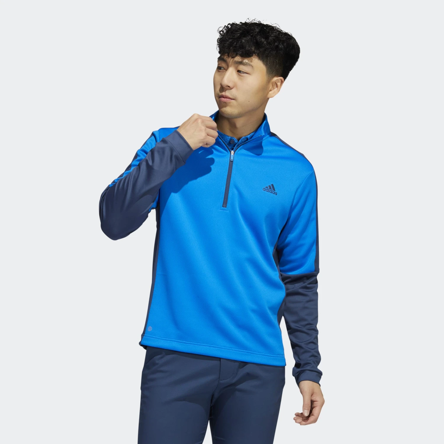 Adidas Gents Colour Block Quarter Zip BLURUS/CRENAV - SS22 4 Adidas Gents Colour Block Quarter Zip BLURUS/CRENAV - SS22 - Image 2