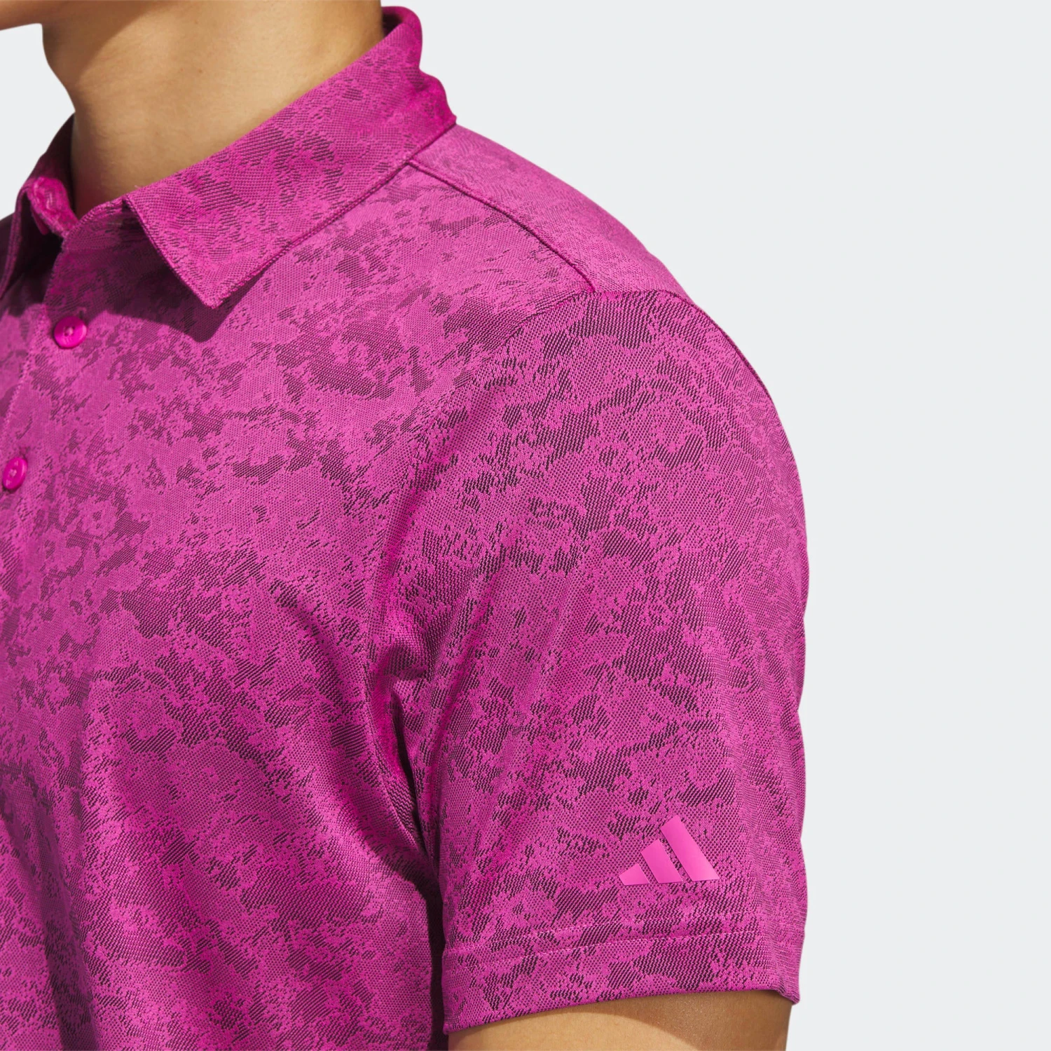 Adidas Golf Textured Jacquard Shirt Lucid Fuschia 5 Adidas Golf Textured Jacquard Shirt Lucid Fuschia - Image 3
