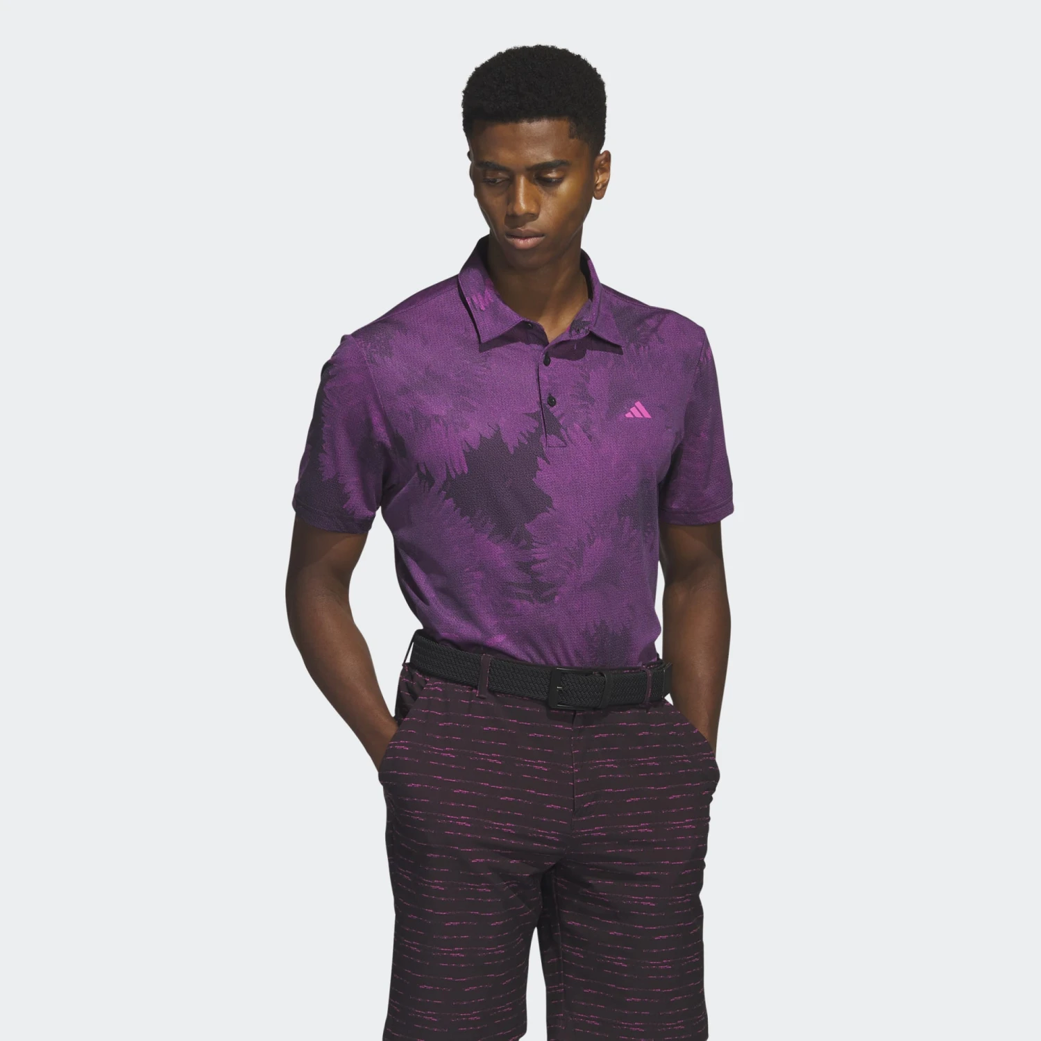 Adidas FLOWER MESH GOLF POLO SHIRT Black/Lucid Fuschia 5 Adidas FLOWER MESH GOLF POLO SHIRT Black/Lucid Fuschia - Image 3