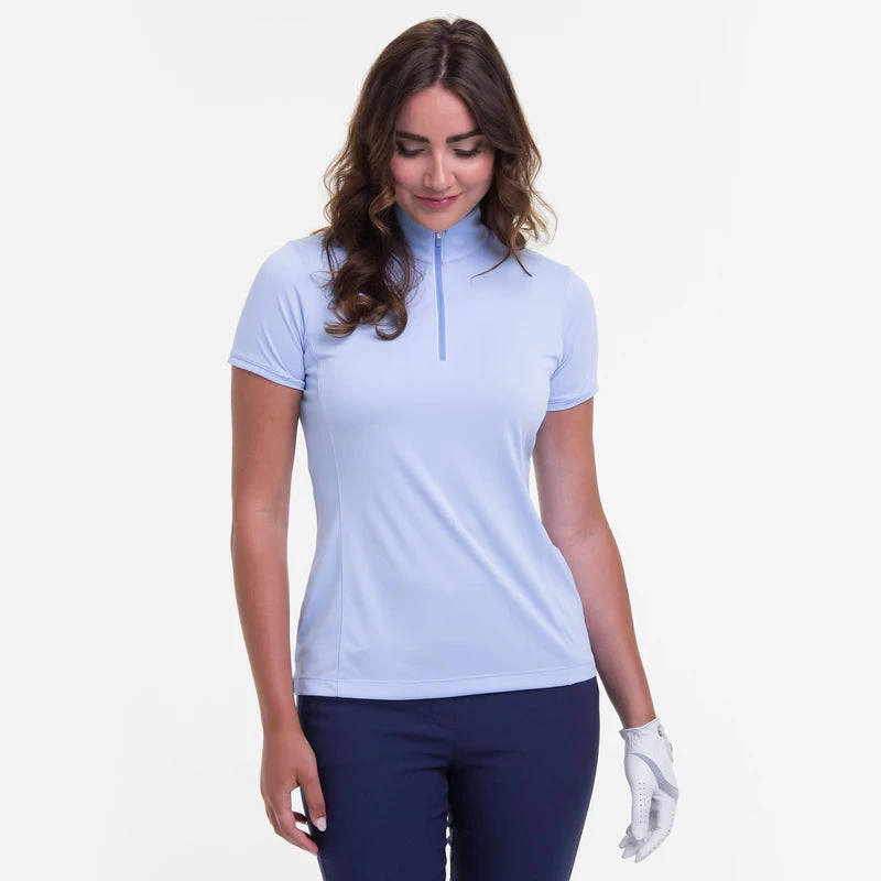 EPNY Ladies SHORT SLEEVE CONVERTIBLE ZIP MOCK POLO 4 EPNY Ladies SHORT SLEEVE CONVERTIBLE ZIP MOCK POLO - Image 2
