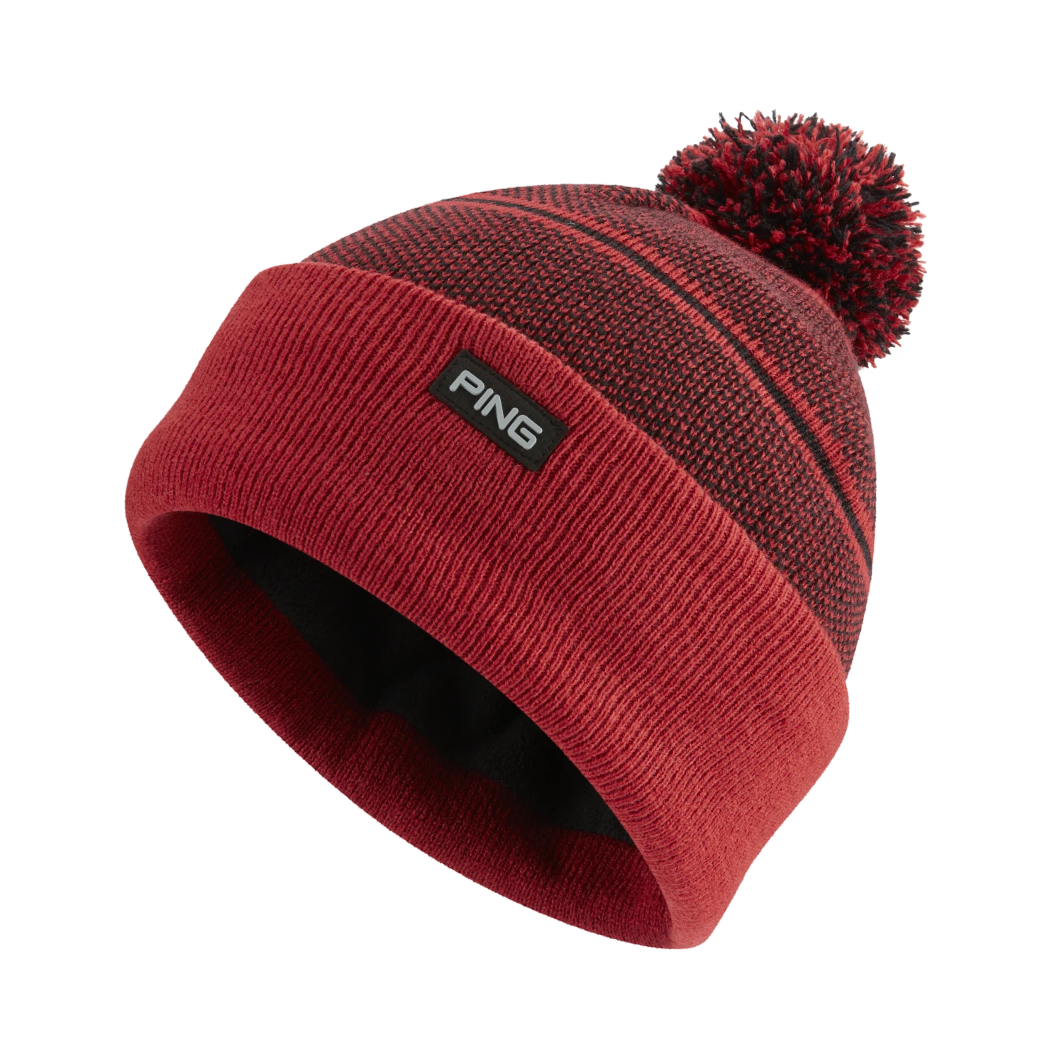 PING MEN'S HEWITT BOBBLE KNIT HAT Black/Red 3 PING MEN'S HEWITT BOBBLE KNIT HAT Black/Red