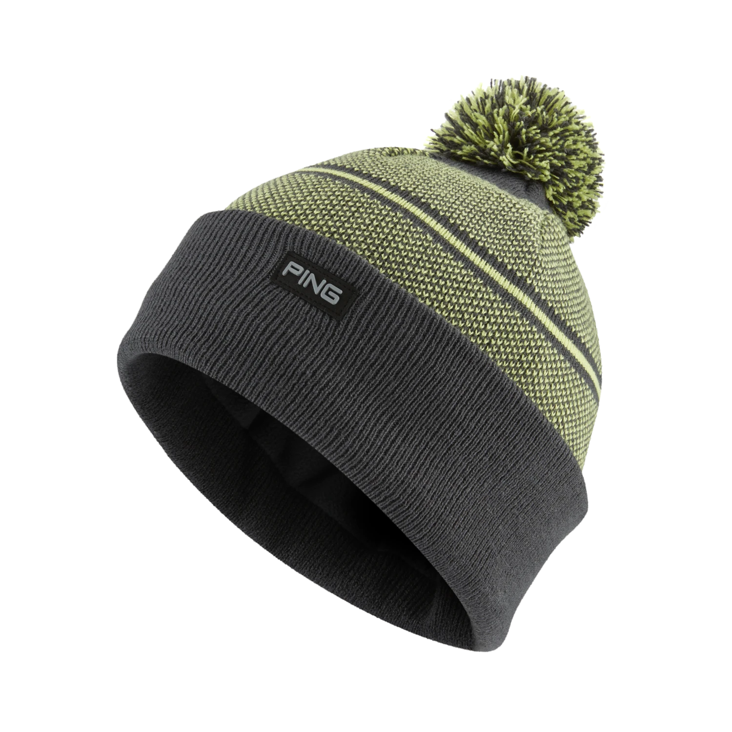 PING MEN'S HEWITT BOBBLE KNIT HAT Grey/Green 3 PING MEN'S HEWITT BOBBLE KNIT HAT Grey/Green