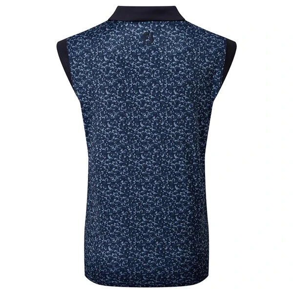 Footjoy Ladies Cap Sleeve Print Golf Polo Shirt - Navy 4 Footjoy Ladies Cap Sleeve Print Golf Polo Shirt - Navy - Image 2