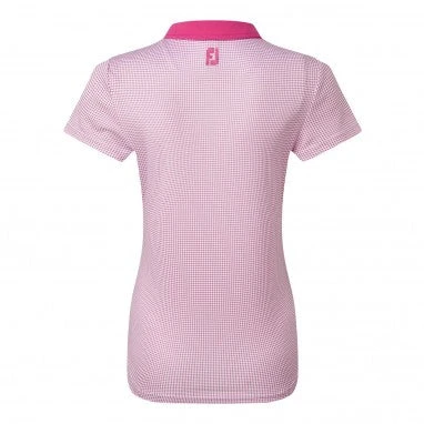 Footjoy Ladies MicroDot Golf Polo Shirt - Pink 4 Footjoy Ladies MicroDot Golf Polo Shirt - Pink - Image 2